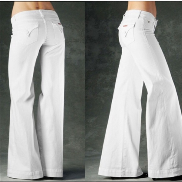 Hudson Jeans Denim - Wide Leg Flared White Pants